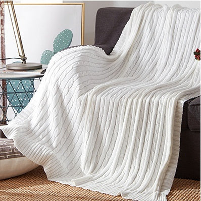 KTX-419347 Cotton Solid Knitted Blanket in Simple Modern Style