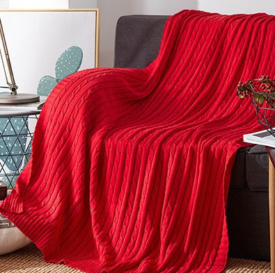 KTX-419347 Cotton Solid Knitted Blanket in Simple Modern Style