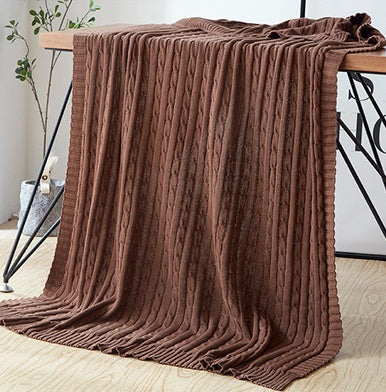 KTX-419347 Cotton Solid Knitted Blanket in Simple Modern Style