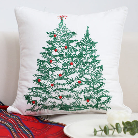 KTX-419987 Nordic Style Decorative Cushion with Christmas Tree Doll, Solid Color, Core and PP Cotton Filling