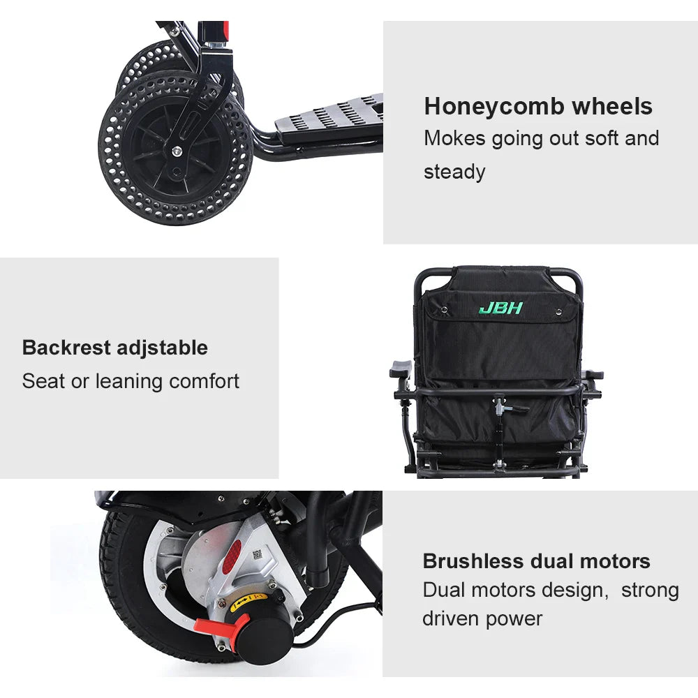 KTX-420051 Electric Wheelchair with EABS Braking System, 500W, 120kg Capacity, Black, Foldable, 20km Range