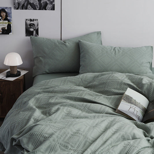 KTX-420179 Washed Cotton Dormitory Bedding Set – 4-Piece, Nordic Style in Multiple Colors for Various Bed Sizes