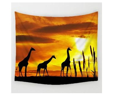 KTX-420883 Giraffe Tapestry Wall Art - 100% Polyester, 150x130 cm, Printed Design