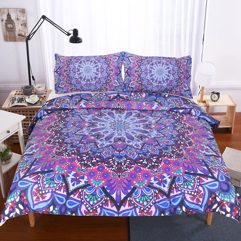 KTX-421011 Purple Red Quilt Cover Set with Pillow Shams - Multiple Sizes Available