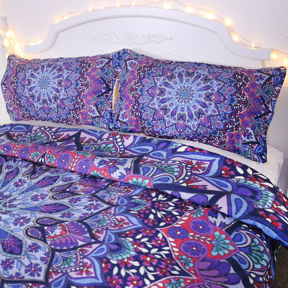 KTX-421011 Purple Red Quilt Cover Set with Pillow Shams - Multiple Sizes Available