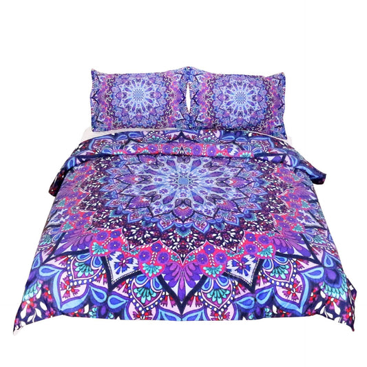 KTX-421011 Purple Red Quilt Cover Set with Pillow Shams - Multiple Sizes Available