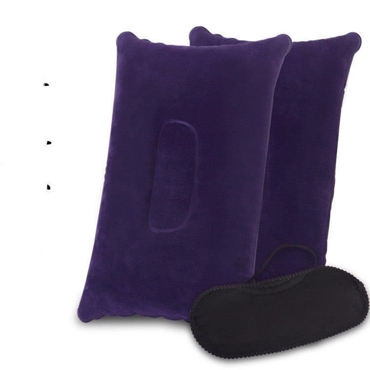 KTX-422163 Inflatable Travel Neck Pillow - Portable Jet Pillow for Adults and Kids, PVC Material, Blue and Black, 24x34.5cm