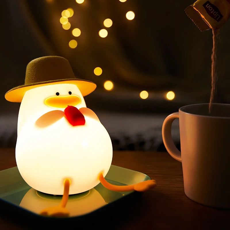KTX-422803 Rechargeable LED Duck Night Light - Dimmable Silicone Bedside Lamp for Kids' Room Decor