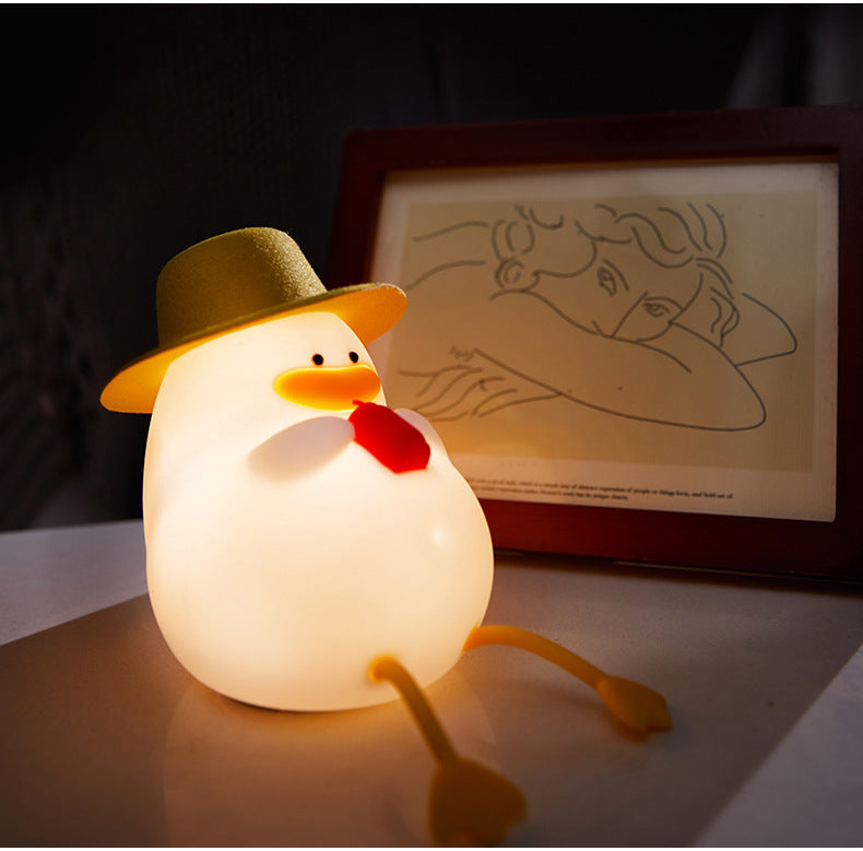 KTX-422803 Rechargeable LED Duck Night Light - Dimmable Silicone Bedside Lamp for Kids' Room Decor