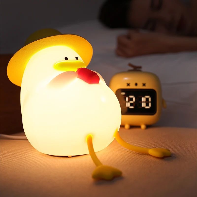 KTX-422803 Rechargeable LED Duck Night Light - Dimmable Silicone Bedside Lamp for Kids' Room Decor