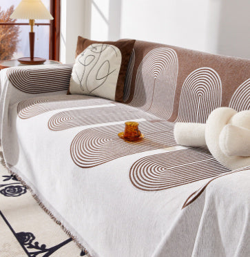 KTX-424403 Universal Chenille Sofa Cover in Stripes - Multiple Sizes Available