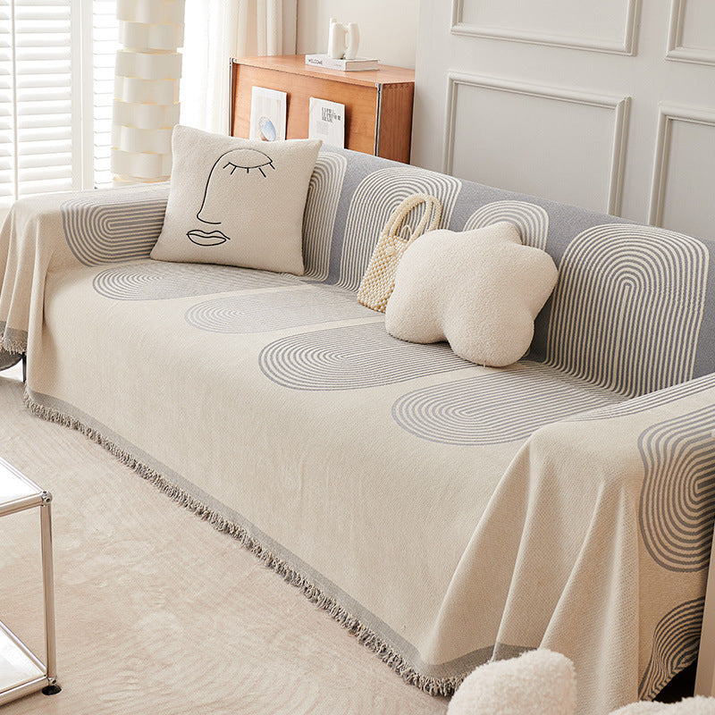 KTX-424403 Universal Chenille Sofa Cover in Stripes - Multiple Sizes Available