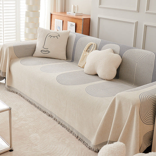 KTX-424403 Universal Chenille Sofa Cover in Stripes - Multiple Sizes Available