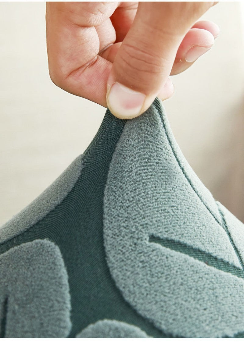 KTX-425683 High Elastic Knitted Sofa Cushion Cover - Waterproof Jacquard Design in Sunflower Dark Grey