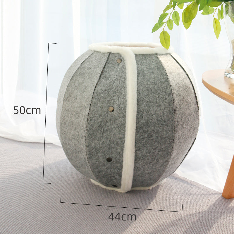 KTX-426067 Washable Semi-Closed Summer Felt Nest Bed for Cats and Dogs in Pumpkin Style