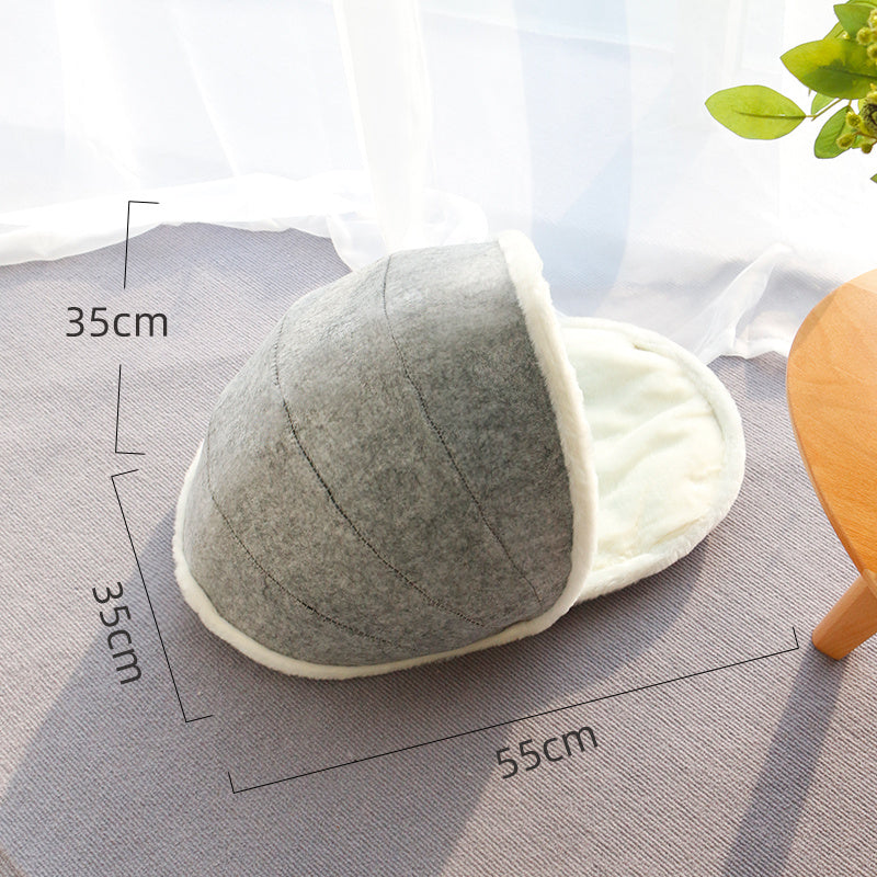 KTX-426067 Washable Semi-Closed Summer Felt Nest Bed for Cats and Dogs in Pumpkin Style