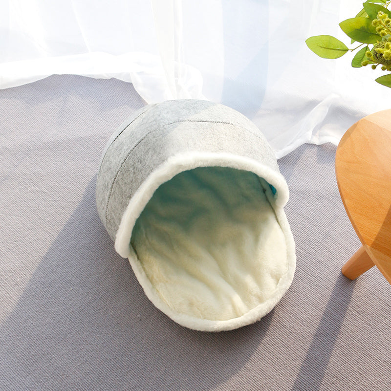 KTX-426067 Washable Semi-Closed Summer Felt Nest Bed for Cats and Dogs in Pumpkin Style