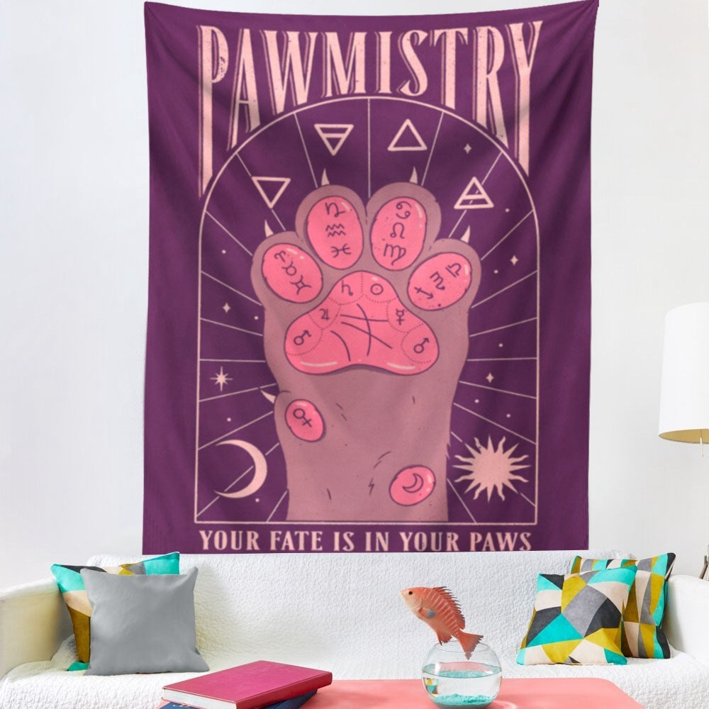 KTX-426259 Cat's Claw Tarot Tapestry - Nordic Design, Made from 91%-100% Polyester Fiber, Machine-Woven Finished Product