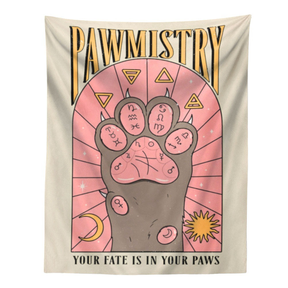 KTX-426259 Cat's Claw Tarot Tapestry - Nordic Design, Made from 91%-100% Polyester Fiber, Machine-Woven Finished Product
