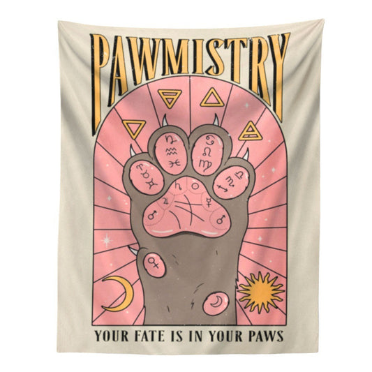 KTX-426259 Cat's Claw Tarot Tapestry - Nordic Design, Made from 91%-100% Polyester Fiber, Machine-Woven Finished Product