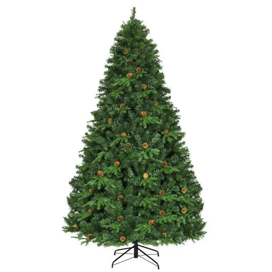 KTX-428691 8 Feet Artificial Christmas Tree with LED Lights and Pine Cone Accents