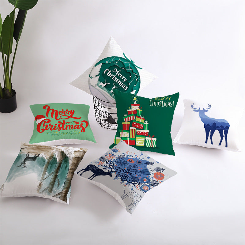 KTX-429139 Christmas Decorative Pillow Cover - Nordic Style Peach Fabric, 45 x 45 cm, Multiple Patterns Available