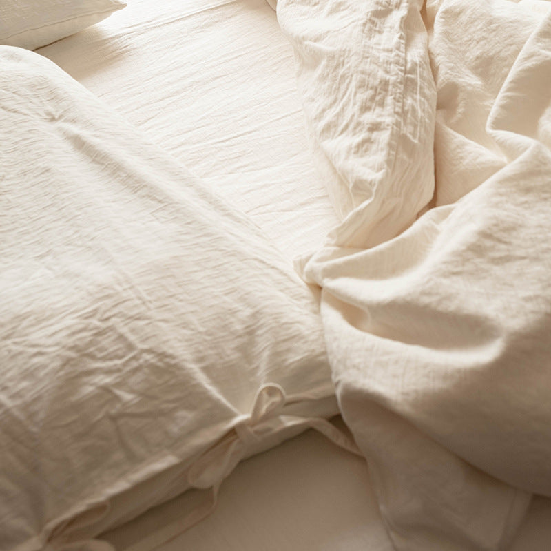 KTX-430547 Cotton Hotel Style Bed Linen Set in White - Four Piece Bedding Collection