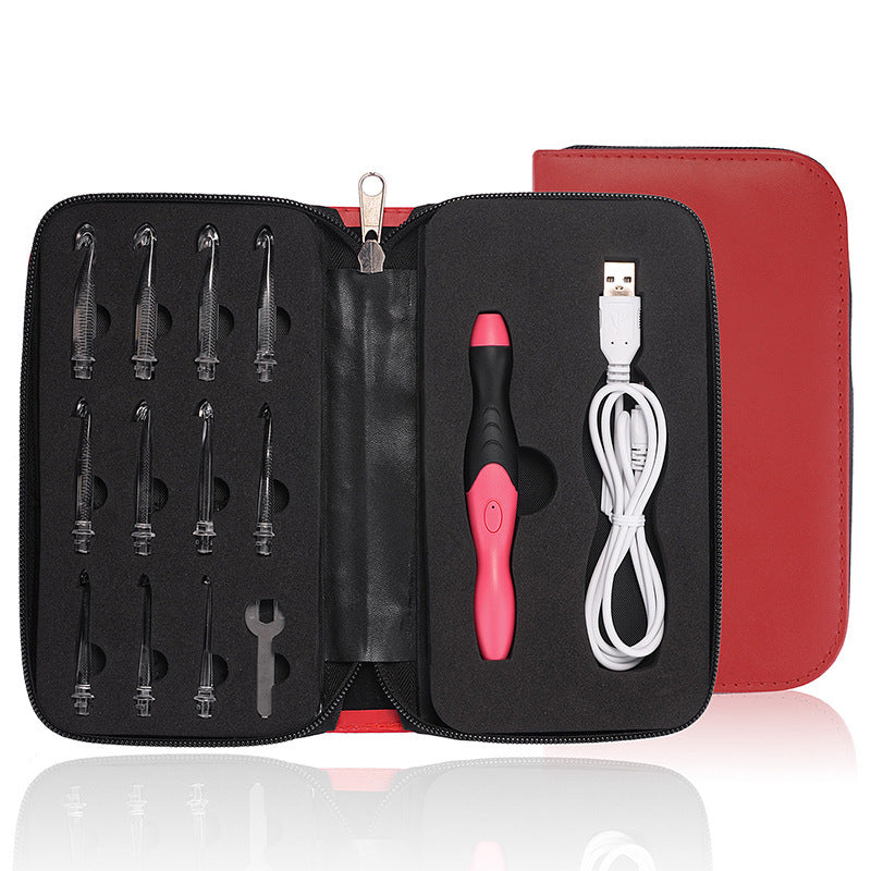 KTX-431059 Rechargeable Crochet Hook with Interchangeable Heads and USB Charging - 11 Hook Sizes Included