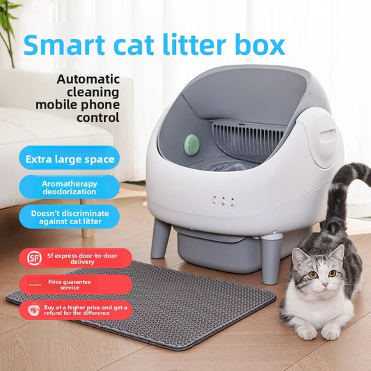 KTX-431827 Automatic Cat Litter Box with Odor Control and Easy Clean Design, 65L Capacity, Eco-Friendly Plastic