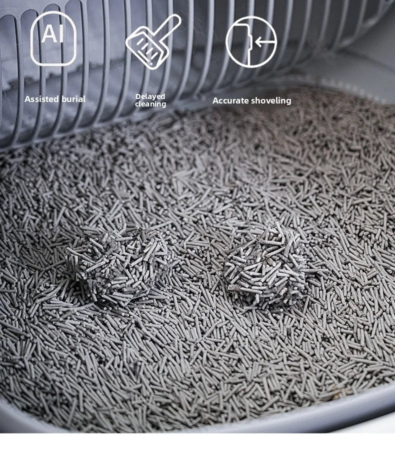 KTX-431827 Automatic Cat Litter Box with Odor Control and Easy Clean Design, 65L Capacity, Eco-Friendly Plastic