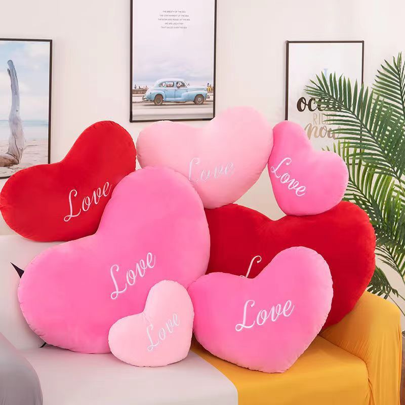 KTX-432339 Personalized Love Pillow for Girls in Red, Pink, and Rose - Various Heights Available