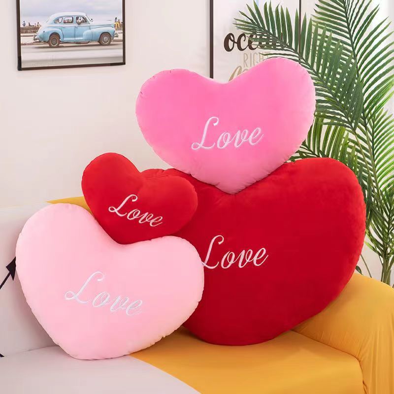 KTX-432339 Personalized Love Pillow for Girls in Red, Pink, and Rose - Various Heights Available