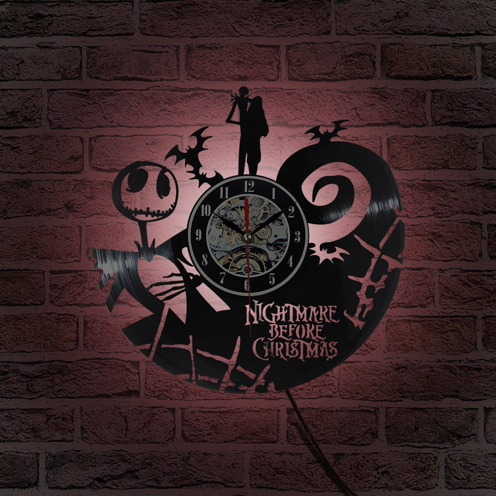 KTX-432467 Creative Cat Vinyl Record Wall Clock - Ultra Quiet Quartz Battery Operated Circular Design for Home Decor