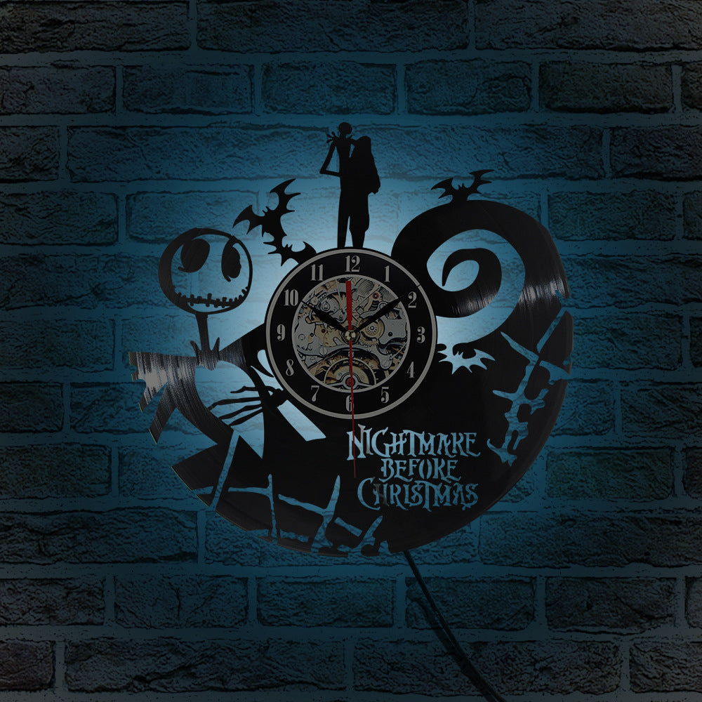 KTX-432467 Creative Cat Vinyl Record Wall Clock - Ultra Quiet Quartz Battery Operated Circular Design for Home Decor