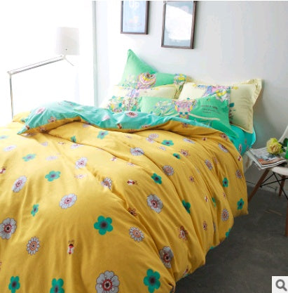 KTX-432851 Cotton Four-Piece Fashion Bedding Set with Personalized Design and Paint Printing