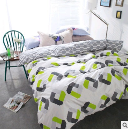 KTX-432851 Cotton Four-Piece Fashion Bedding Set with Personalized Design and Paint Printing