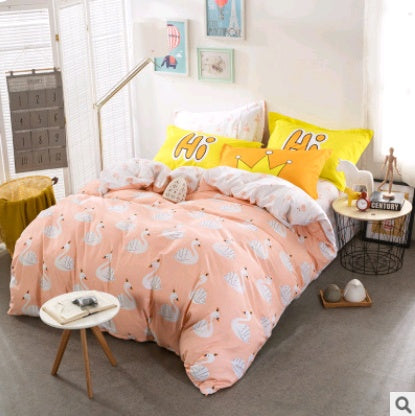 KTX-432851 Cotton Four-Piece Fashion Bedding Set with Personalized Design and Paint Printing