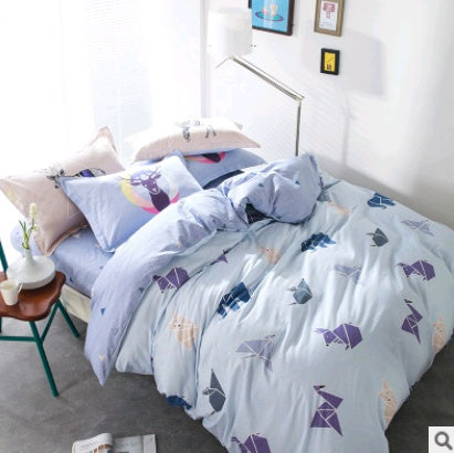 KTX-432851 Cotton Four-Piece Fashion Bedding Set with Personalized Design and Paint Printing