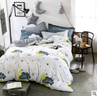 KTX-432851 Cotton Four-Piece Fashion Bedding Set with Personalized Design and Paint Printing