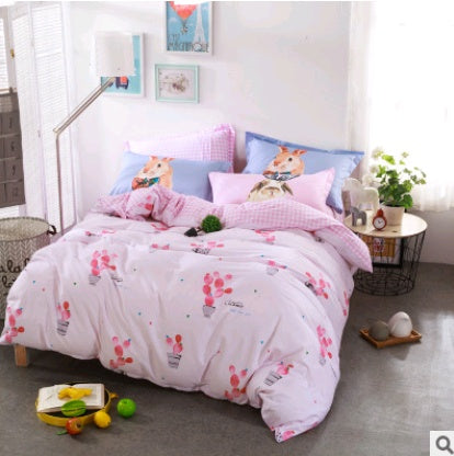 KTX-432851 Cotton Four-Piece Fashion Bedding Set with Personalized Design and Paint Printing