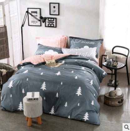 KTX-432851 Cotton Four-Piece Fashion Bedding Set with Personalized Design and Paint Printing
