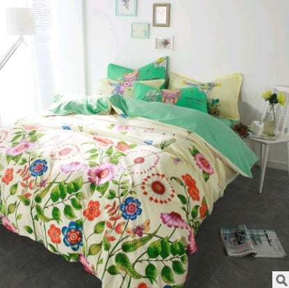 KTX-432851 Cotton Four-Piece Fashion Bedding Set with Personalized Design and Paint Printing