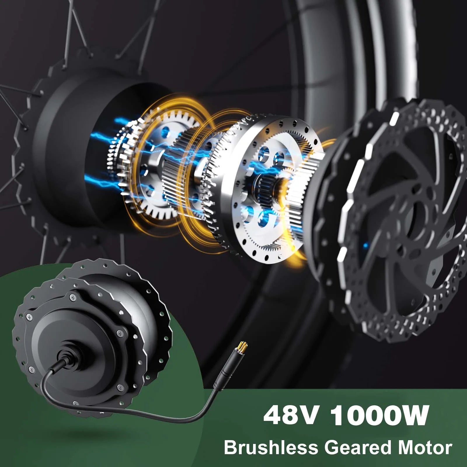 KTX-433235 48V 1000W Full Suspension Electric Mountain Bike with 26" Fat Tires and Hydraulic Disc Brakes