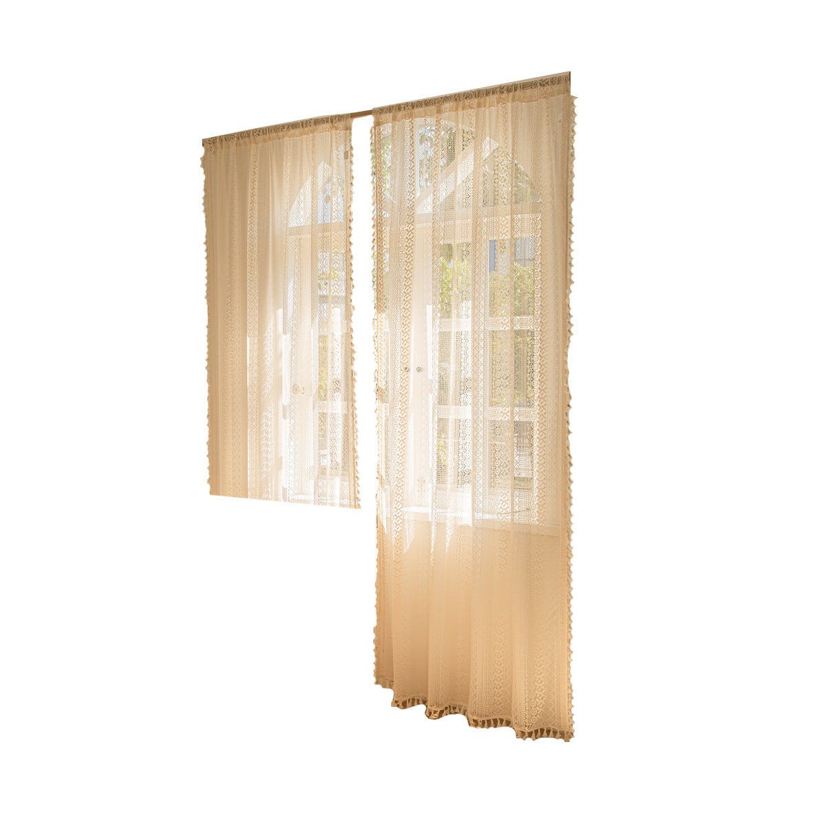 KTX-433235 Bohemian Lace Window Curtains for Living Room and Bedroom, Polyester, Multiple Sizes Available