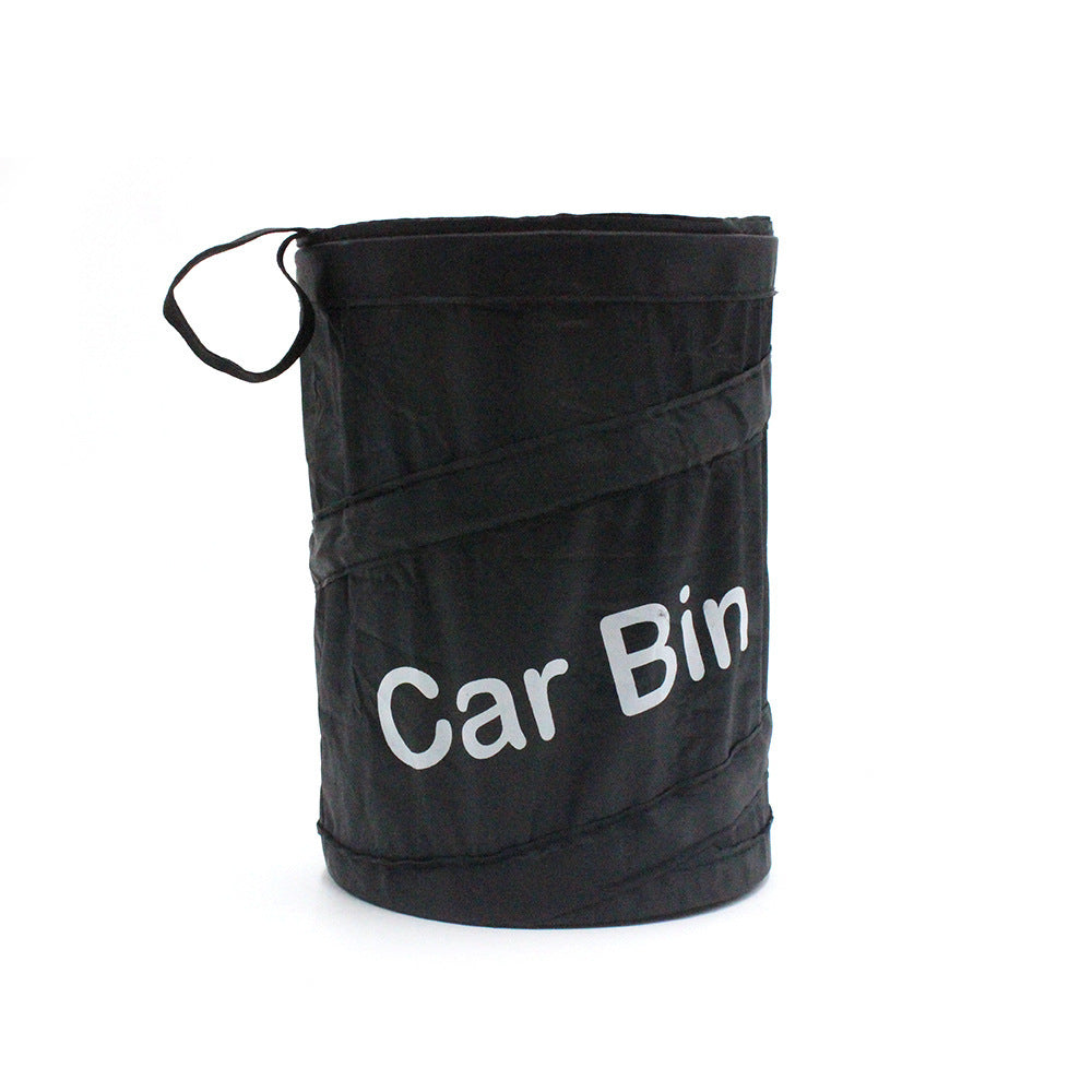 KTX-433363 Automotive Folding Trash Can - Car-Mounted Polyester Waste Bin, 15x20CM, Black