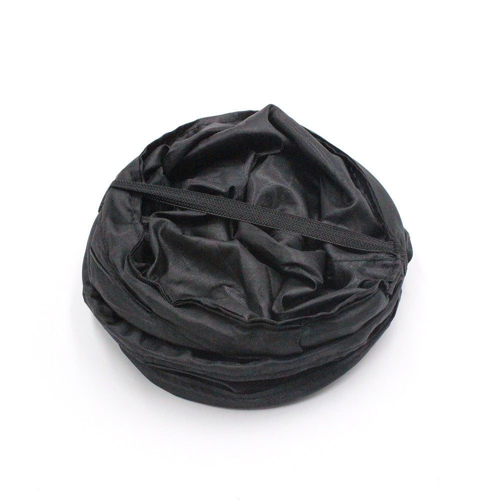 KTX-433363 Automotive Folding Trash Can - Car-Mounted Polyester Waste Bin, 15x20CM, Black