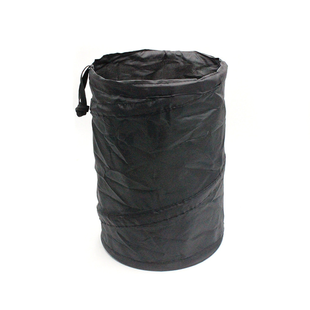 KTX-433363 Automotive Folding Trash Can - Car-Mounted Polyester Waste Bin, 15x20CM, Black
