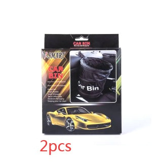 KTX-433363 Automotive Folding Trash Can - Car-Mounted Polyester Waste Bin, 15x20CM, Black