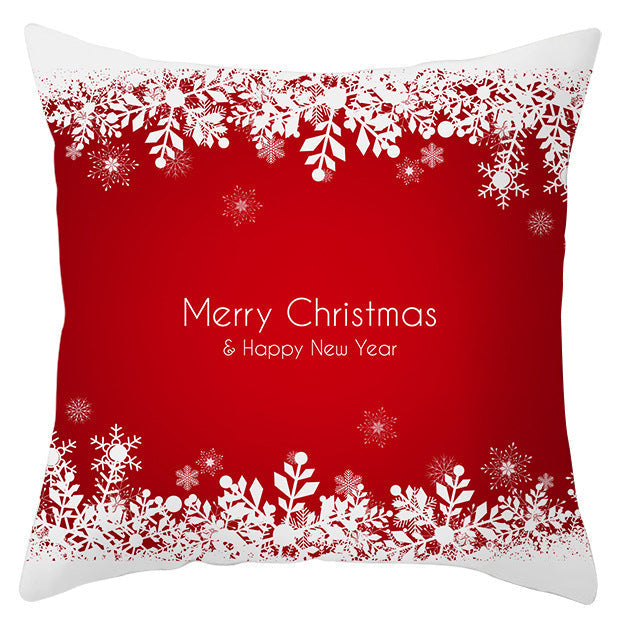 KTX-433363 Festive Santa Elk Snowflake Pillow Cover - 45x45cm Polyester Cushion Cover for Christmas Decor