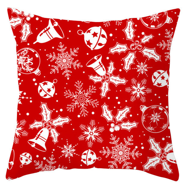 KTX-433363 Festive Santa Elk Snowflake Pillow Cover - 45x45cm Polyester Cushion Cover for Christmas Decor